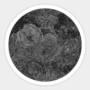 Circle Floral Line Drawing Sticker